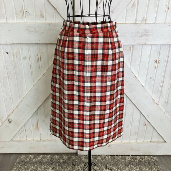 60s Vintage Junior Accent Red White Black Tartan Plaid Mod Jacket Skirt Suit Set - Picture 8 of 15